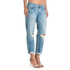 rag & bone Boyfriend Jean in Moss with Holes